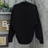 Alexander Wang Womens Rib Merino Wool Blend Mock Neck Sweater Black L