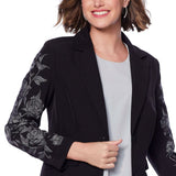 DG2 by Diane Gilman Women's Embroidered Gabardine Blazer Jacket