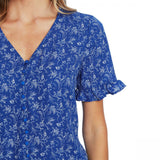 Cece Women's Toile Print Ruffle-Sleeve Button Front Blouse
