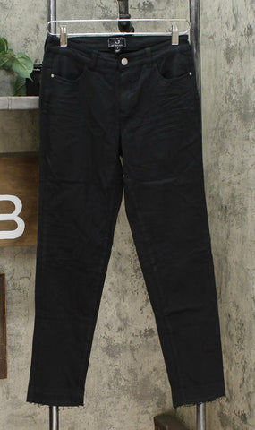 G by Giuliana Women's Downtown Denim Release Hem Colored Jeans Black 4