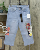 DG2 by Diane Gilman Women's Petite Classic Stretch Embroidered Cropped Jeans