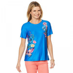 DG2 by Diane Gilman Women's Anniversary Printed Floral Butterfly T-Shirt