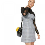 Wild Fable Women's Plaid Strappy Lace Up Waist Woven Dress
