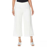 WynneLayers Women's Lined Eyelet Pull On Crop Pants Cloud Large