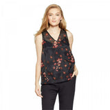 A New Day Womens Sheer Floral Print Organza Tank Sleeveless Blouse Top Shirt