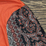 DG2 by Diane Gilman Women's Mixed Media Printed Sleeve Solid Top