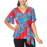 IMAN Women's Boho Chic Faux Wrap Blouse