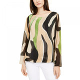NWT Alfani Womens Printed Bubble-Hem Top. 100085978MS Medium