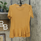 DG2 by Diane Gilman Sustainable Bamboo Crossover Peplum Top Camel Small