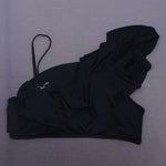 Kona Sol Women's Ruffle One Shoulder Bikini Top Black Large