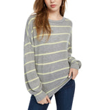 Gypsies and Moondust Women's Junior Fit Cozy Striped Dolman-Sleeve Top