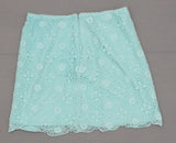 Marineblu Women's Junior Fit Aqua Crochet Lace Mini Skirt With Rhinestones