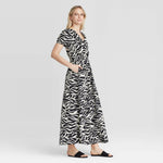 Who What Wear Women's Animal Print Short Sleeve Tiered Maxi Dress