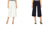 Nina Leonard Women's Cropped High Tech Crepe Wide Leg Pants