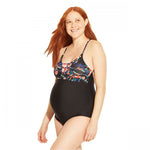 Sea Angel Maternity Floral Print Lace Up One Piece Swimsuit