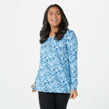 NWT AnyBody Womens 100% Cotton Shibori Long Sleeve Top. A374520-Reg L