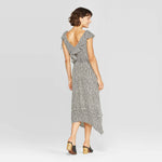 Who What Wear Print Sleeveless Ruffle V-Neck A Line Midi Dress