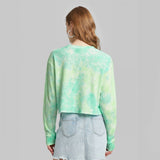Wild Fable Women's Long Sleeve Crewneck Tie Dye Thermal Boxy T-Shirt