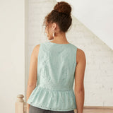 Universal Thread Women's Floral Eyelet Peplum Tank Top Blouse