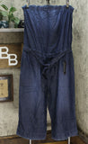 Colleen Lopez Women's Plus Size Strapless Chambray Denim Jumpsuit