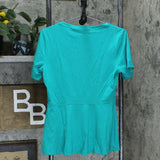 Isaac Mizrahi Live! Women's Short-Sleeve Seamed Peplum Knit Top