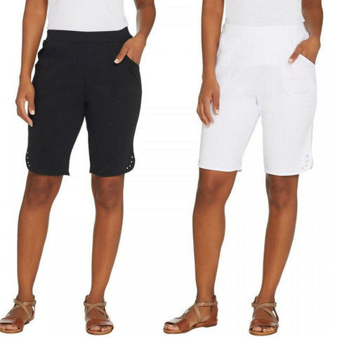 Quacker Factory Women's Set Of Two Sparkle And Shine Knit Shorts