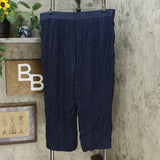 DG2 by Diane Gilman Women's Stretch Linen Blend Crop Pants Navy Plus 2X