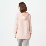 AnyBody French Terry Sweatshirt Hoodie With Side Snaps Pink Sand Small