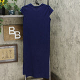 Jessica Simpson Women's Cap Sleeve Side Slit Midi Dress Maritime Blue Small