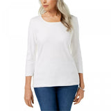 Karen Scott Women's 3/4 Sleeve Scoop Neck T-Shirt