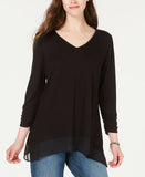 Style & Co. Women's V-Neck Asymmetrical Chiffon-Hem Tunic Top