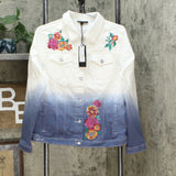 DG2 by Diane Gilman Women's Embroidered Signature Denim Jean Jacket
