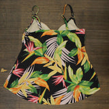 Kona Sol Womens Tankini with Shelf Soft Cup Padding Black Multi XL