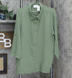 NWT Linea by Louis Dell'Olio Women's Button Front Roll Tabs Sleeve Shirt XL