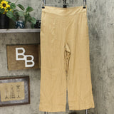 DG2 by Diane Gilman Women's Stretch Linen Blend Crop Pants Khaki Medium