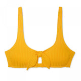 Xhilaration Women's Ribbed Cut Out Tie Front Bralette Bikini Top