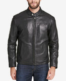 Marc New York Mens Leather Moto Jacket Black Small