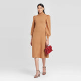Who What Wear Women's Puff Long Sleeve High Neck Sweater Dress