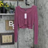 Wild Fable Women's Cropped Button-Front Cardigan Dark Mauve Purple XXL