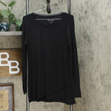 Soft & Cozy Women's Crossover Hem Tunic With Chiffon Detail Black Medium