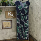 G by Giuliana Women's Cropped Knit Jumpsuit Navy Palm Petite Small