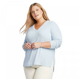 Ava & Viv Women's Plus Size Long Sleeve V-Neck Rib-Knit Top