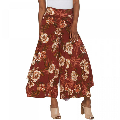 Du Jour Women's Floral Printed Pull-On Wide Leg Knit Pants