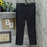 LOGO by Lori Goldstein Women's Tuxedo Stripe Straight Leg Jeans Black 10