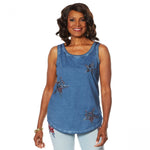 DG2 by Diane Gilman Women's Embroidered Star Tank Top