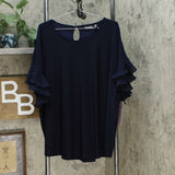 Nina Leonard Women's Plus Size Miracle Matte Jersey Pleated Sleeve Top