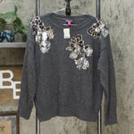 Vince Camuto Women's Embellished Floral Pullover Sweater