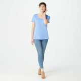 Isaac Mizrahi Live! Women's Essentials Scoop Neck T-Shirt Blue Thistle Large