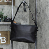 Shinola Zip Top Leather Messenger Camera Bag Black