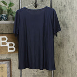 DG2 by Diane Gilman Women's Short Sleeve Printed T-Shirt Navy XL